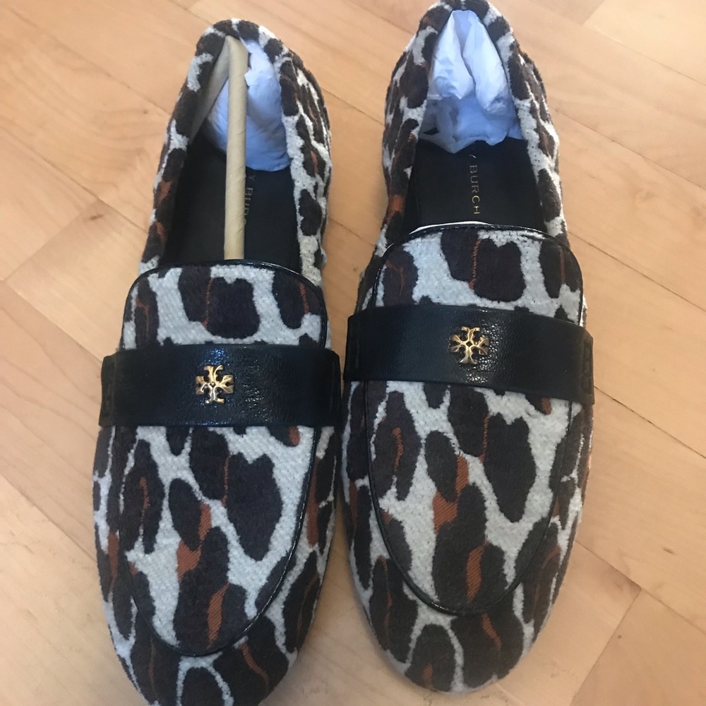 Reva Leopard Animal Print Tory Burch loafer driving moccasin shoe NEW 7.5